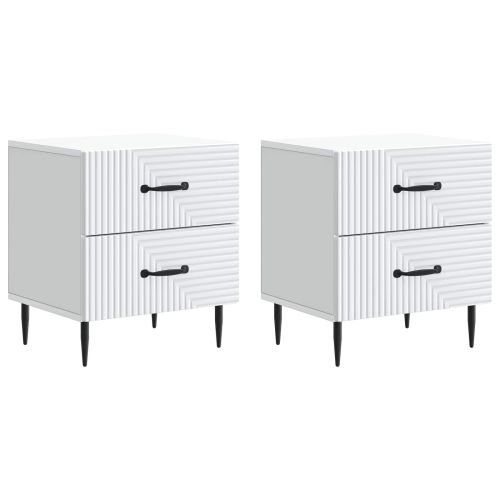 Нощен шкаф 2 pcs Бяло 43 x 34,5 x 47,5 см Инженерна дървесина