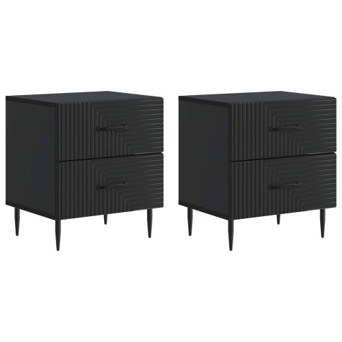 Нощен шкаф 2 pcs Черно 43 x 34,5 x 47,5 см Инженерна дървесина
