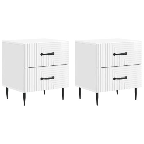 Нощен шкаф с чекмедже 2 pcs Бял гланц 43 x 34,5 x 47,5 см