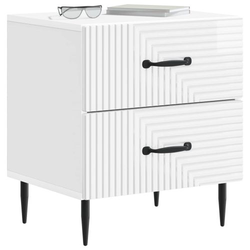 Нощен шкаф с чекмедже 2 pcs Бял гланц 43 x 34,5 x 47,5 см