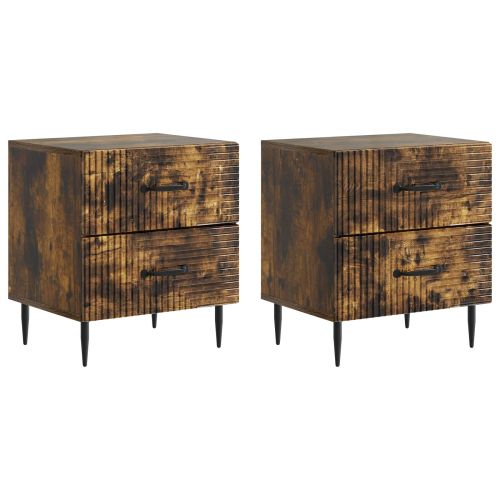Нощен шкаф с чекмедже 2 pcs Опушен дъб 43 x 34,5 x 47,5 см