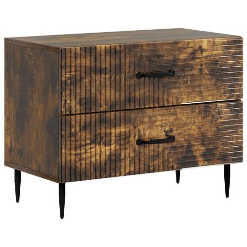 Нощен шкаф Опушен дъб 62 x 34,5 x 47,5 см Инженерна дървесина