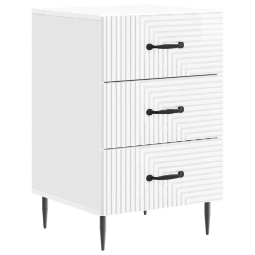Нощен шкаф Бял гланц 43 x 41 x 66,5 см Инженерна дървесина