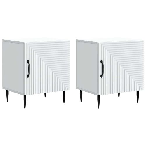 Нощен шкаф 2 pcs Бяло 43 x 34,5 x 50 см Инженерна дървесина