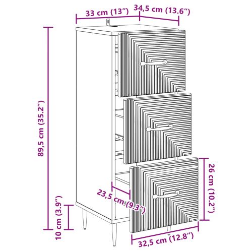 Чекмеджетен шкаф Дъб сонома 33 x 34,5 x 89,5 см