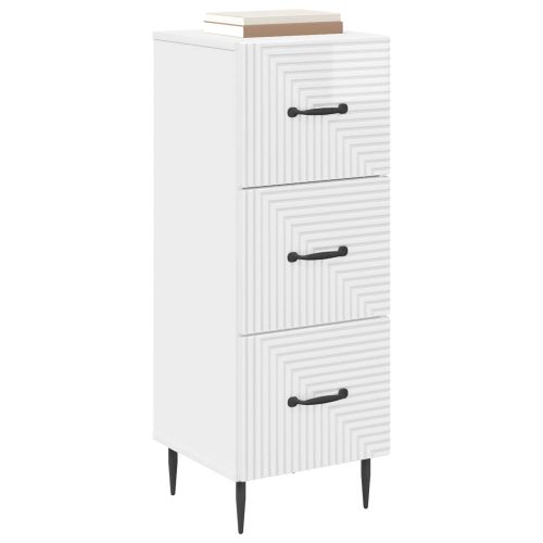 Чекмеджетен шкаф Бял гланц 33 x 34,5 x 89,5 см