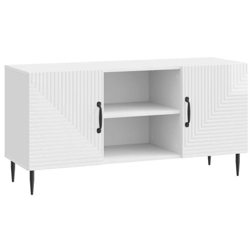 ТВ шкаф Бял гланц 102 x 34,5 x 50 см Инженерна дървесина