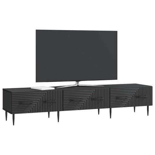 ТВ шкаф с чекмедже Черно 147 x 34,5 x 30 см Инженерна дървесина