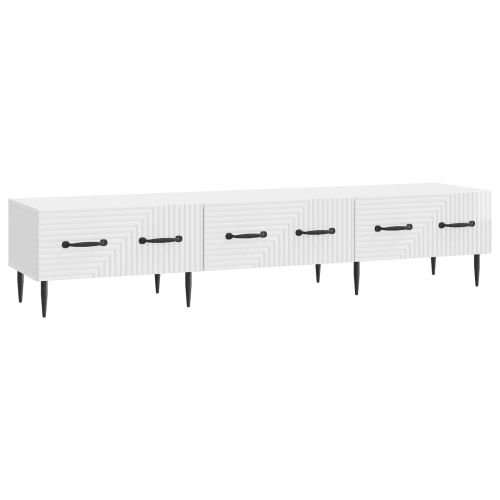 ТВ шкаф Бял гланц 147 x 34,5 x 30 см Инженерна дървесина