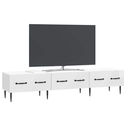 ТВ шкаф Бял гланц 147 x 34,5 x 30 см Инженерна дървесина