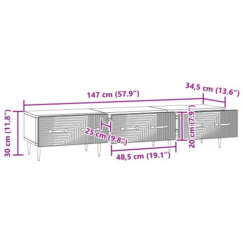 ТВ шкаф Опушен дъб 147 x 34,5 x 30 см Инженерна дървесина