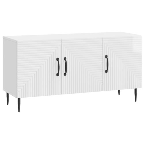 ТВ шкаф Бял гланц 99 x 34,5 x 50 см Инженерна дървесина