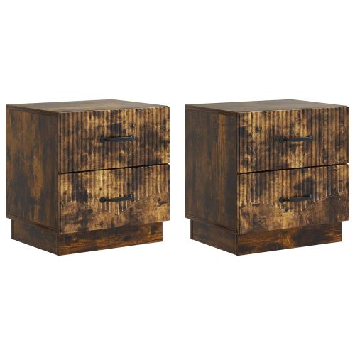 Нощен шкаф с чекмедже 2 pcs Опушен дъб 43 x 34,5 x 44,5 см