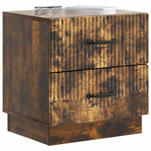 Нощен шкаф с чекмедже 2 pcs Опушен дъб 43 x 34,5 x 44,5 см
