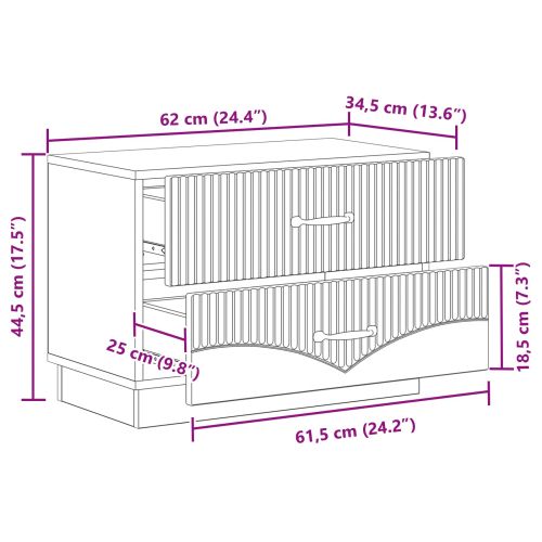 Нощен шкаф Черно 62 x 34,5 x 44,5 см Инженерна дървесина
