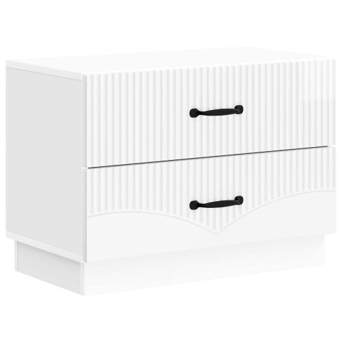 Нощен шкаф Бял гланц 62 x 34,5 x 44,5 см Инженерна дървесина