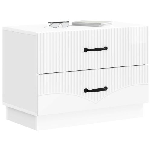 Нощен шкаф Бял гланц 62 x 34,5 x 44,5 см Инженерна дървесина
