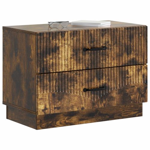 Нощен шкаф Опушен дъб 62 x 34,5 x 44,5 см Инженерна дървесина