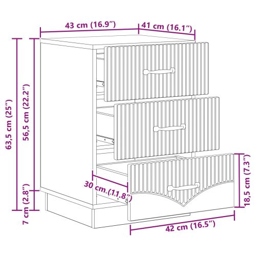 Нощен шкаф Бетонно сиво 43 x 41 x 63,5 см Инженерна дървесина