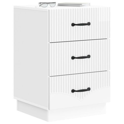 Нощен шкаф Бял гланц 43 x 41 x 63,5 см Инженерна дървесина