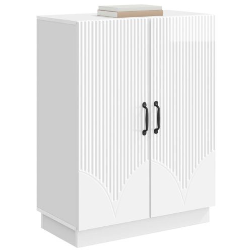 Служебен шкаф Бял гланц 66 x 34,5 x 87 см Инженерна дървесина