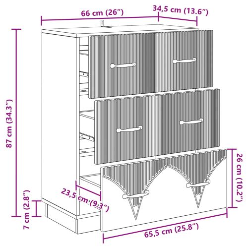 Чекмеджетен шкаф Черно 66 x 34,5 x 87 см Инженерна дървесина