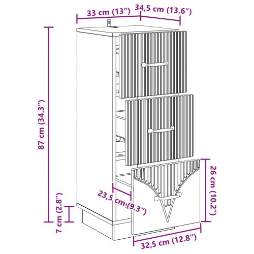 Чекмеджетен шкаф Старо дърво 33 x 34,5 x 87 см