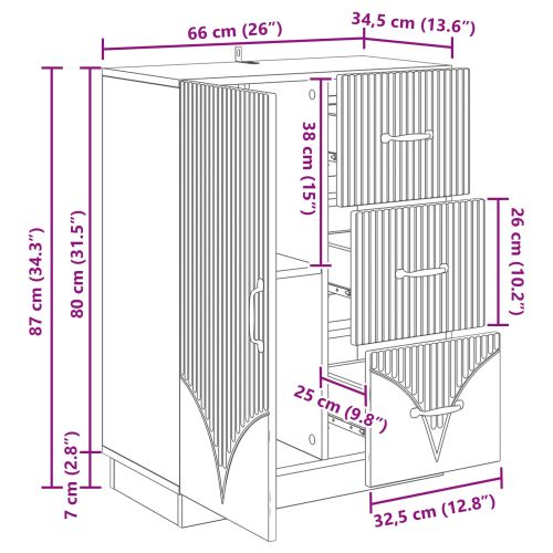 Служебен шкаф Черно 66 x 34,5 x 87 см Инженерна дървесина