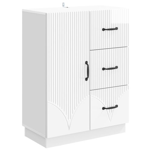 Служебен шкаф Бял гланц 66 x 34,5 x 87 см Инженерна дървесина