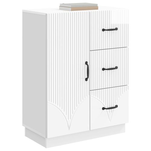 Служебен шкаф Бял гланц 66 x 34,5 x 87 см Инженерна дървесина