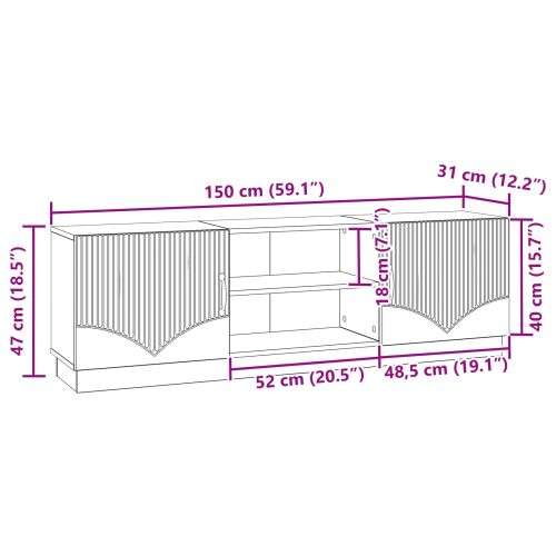 ТВ шкаф Опушен дъб 150 x 31 x 47 см Инженерна дървесина