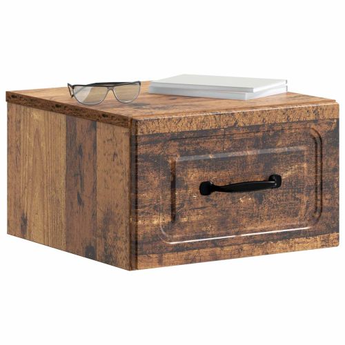 Спален шкаф с монтаж на стена с чекмедже 2 pcs Старо дърво