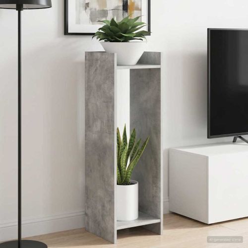 Стойка за растения с рафт Бетонно Сиво 30 x 30 x 100 см