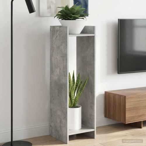 Стойка за растения с рафт 2 pcs Бетонно Сиво 30 x 30 x 100 см