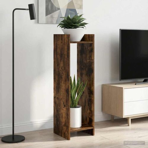 Стойка за растения с рафт 2 pcs Пушена Дъб 30 x 30 x 100 см