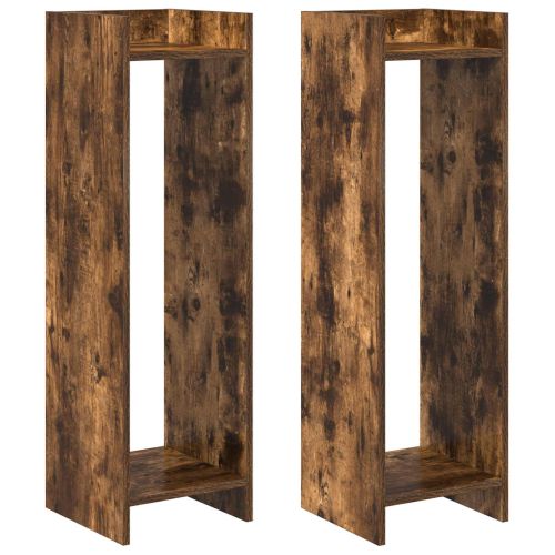 Стойка за растения с рафт 2 pcs Пушена Дъб 30 x 30 x 100 см