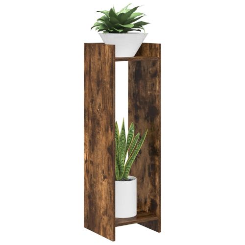 Стойка за растения с рафт 2 pcs Пушена Дъб 30 x 30 x 100 см