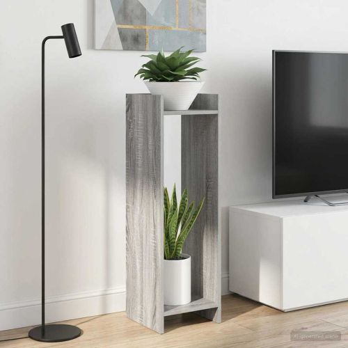 Стойка за растения с рафт 2 pcs Сиво Сонома 30 x 30 x 100 см