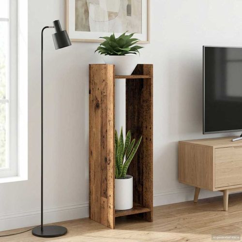 Стойка за растения с рафт Старо дърво 30 x 30 x 100 см