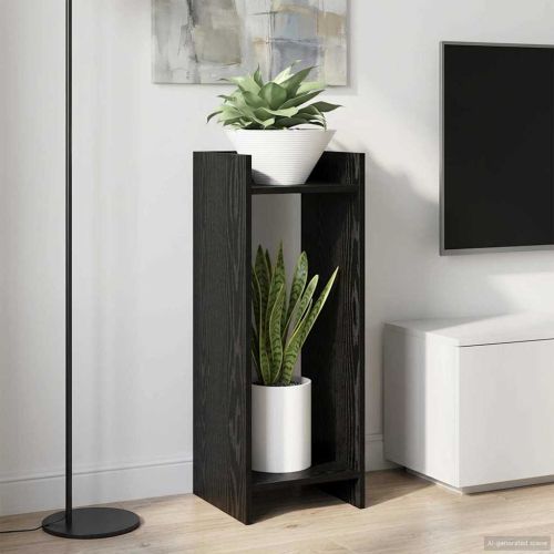 Стойка за растения с рафт 2 pcs Черен Дъб 30 x 30 x 80 cm