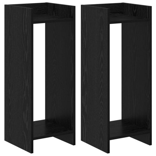 Стойка за растения с рафт 2 pcs Черен Дъб 30 x 30 x 80 cm