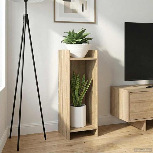 Стойка за растения с рафт Сонома дъб 30 x 30 x 80 cm