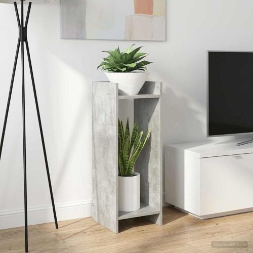 Стойка за растения с рафт Бетонно Сиво 30 x 30 x 80 cm