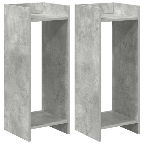 Стойка за растения с рафт 2 pcs Бетонно Сиво 30 x 30 x 80 cm