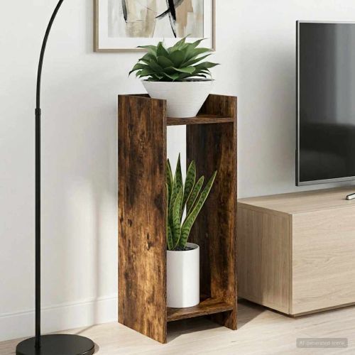 Стойка за растения с рафт Пушена Дъб 30 x 30 x 80 cm