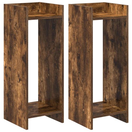 Стойка за растения с рафт 2 pcs Пушена Дъб 30 x 30 x 80 cm