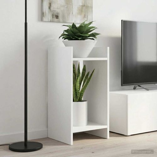 Стойка за растения с рафт 2 pcs Бял 30 x 30 x 60 cm