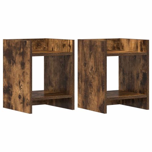 Стойка за растения с рафт 2 pcs Пушена Дъб 30 x 30 x 40 cm
