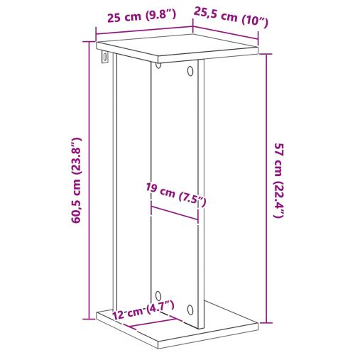 Стойка за растения Сив Сонома 25 x 25,5 x 60,5 см