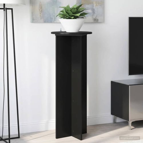 Стойка за растения 2 pcs Черно Ø40 x 100 см Инженерна дървесина